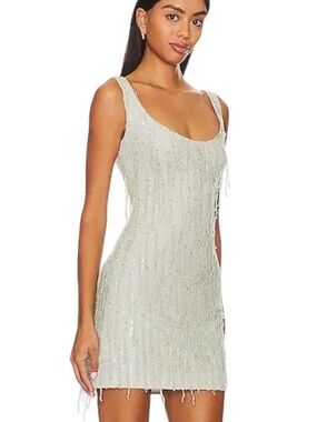 Sequin Fringe Mini Dress in Champagne